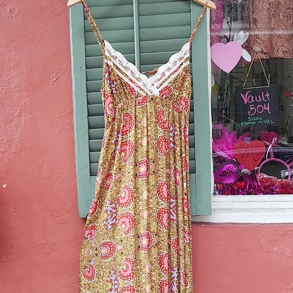 60's inspired boho maxi dress